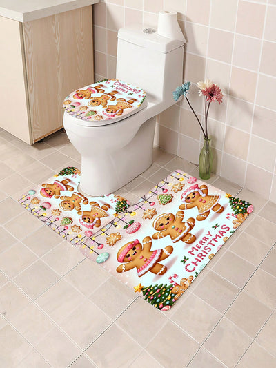 Festive Holiday Bathroom Set: Waterproof Shower Curtain, 12 Hooks, and Non-Slip Mats for a Complete Christmas Makeover!