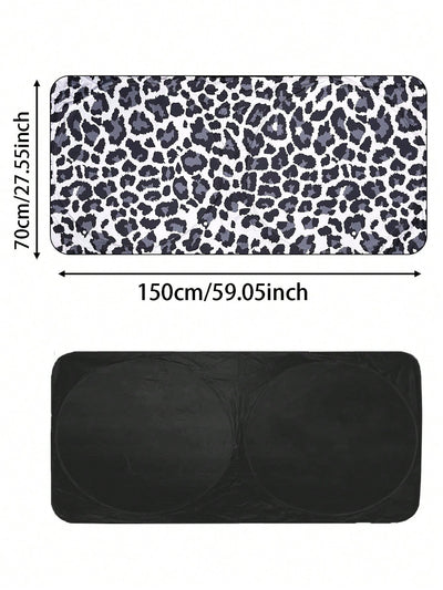 Chic Leopard Print Car Windshield Sun Shade - Foldable & Retractable Design