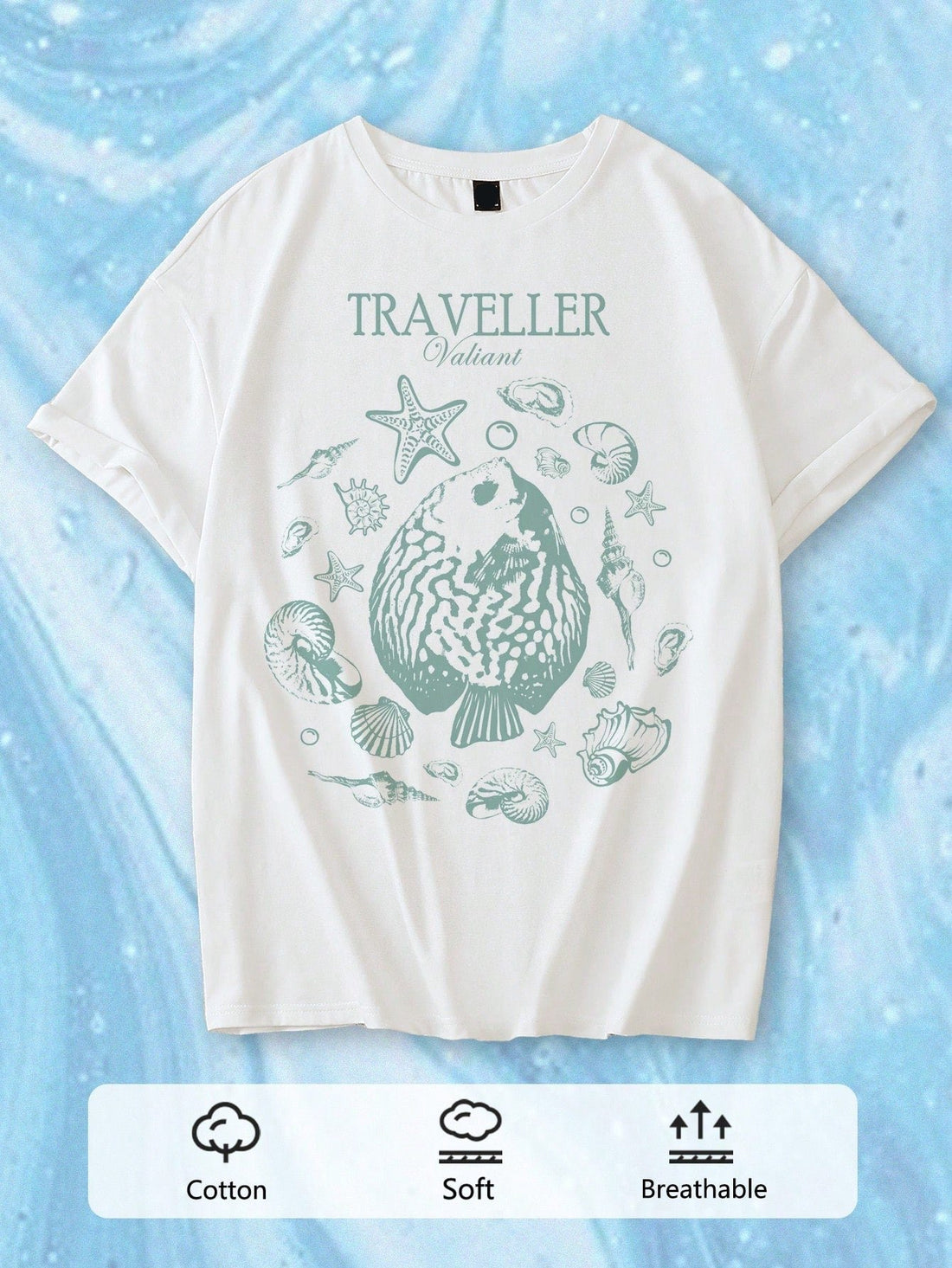 Stay comfortable and stylish this summer with our Summer Breeze oversized tee. Featuring a fun marine animal print, this tee is perfect for any casual occasion. Made from high-quality material, it offers a breezy feel while providing a flattering oversized fit. Upgrade your wardrobe and make a statement with our Summer Breeze tee.