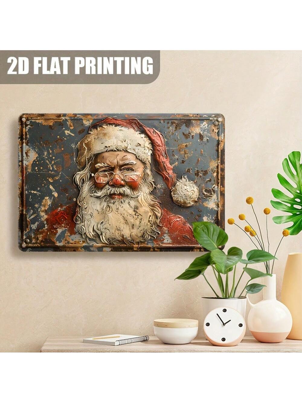 Bring festive cheer to any space with this charming vintage Santa metal sign. Crafted from durable aluminum, this retro piece features classic holiday imagery that captures the warmth of nostalgic Christmas traditions. Whether displayed in your farmhouse kitchen, cozy living room, or outdoor porch, it adds instant character and whimsy to your seasonal décor. Weather-resistant and built to last, this sign works beautifully year-round for those who can't resist a little Santa spirit. A delightful conversation