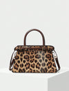 Chic Leopard Print Buckle Top Handle Bag - Elevate Your Style