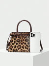 Chic Leopard Print Buckle Top Handle Bag - Elevate Your Style