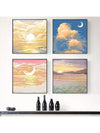 Celestial Harmony: 4-Piece Canvas Wall Art Set Featuring Sun and Moon Designs