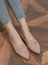 Chic Comfort: Women's Pointed Toe Flat Ballet Shoes with Metallic Strap