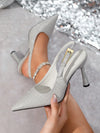 Chic Pointed Toe Buckle Heels with Stone Print – Trendy Slip-On Pumps for Every Occasion