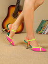 Chic European Style Color Block Stiletto Slingback Sandals for Elegant Events