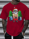 Festive Fun: Men's Christmas Cartoon Football Santa Graphic T-Shirt