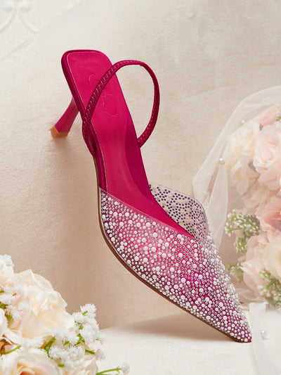 Glamorous Rhinestone & Pearl Decor High Heel Pumps for Women