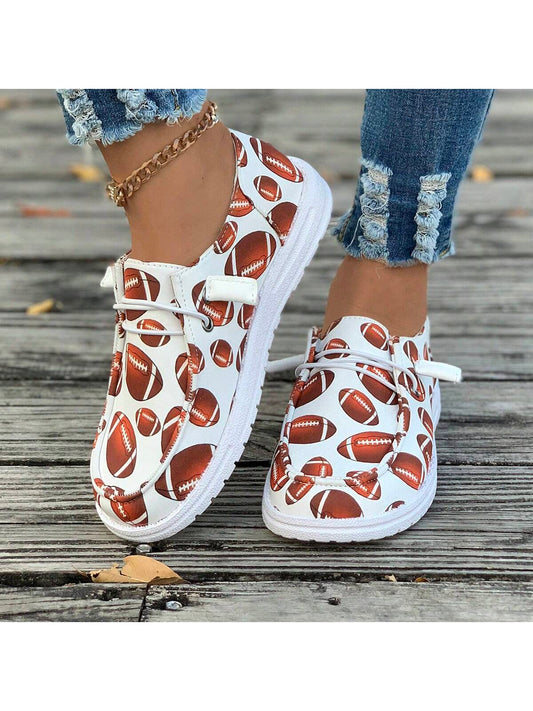 Chic & Comfortable Canvas Skater Shoes with Unique Football Print – Perfect for All Seasons!