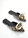 Chic Leopard Print Flat Mules with Gold Hardware for Effortless Daily Style