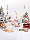 Joyful Wooden Hollow Christmas Ornaments - Set of 4 for a Festive Holiday