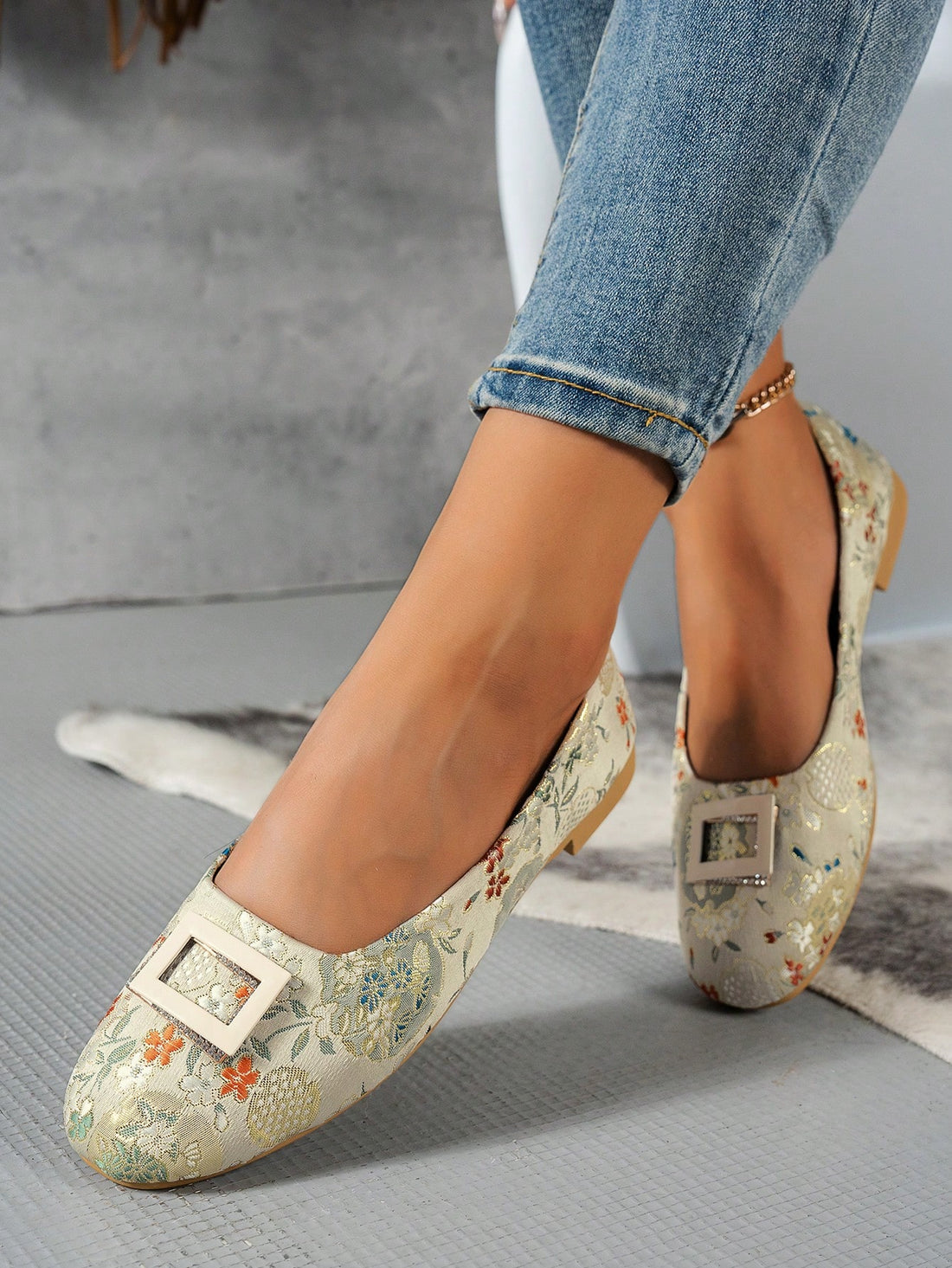 Elevate your style with our Chic Multi-Color Embroidered Slip-On Flats. These eye-catching shoes feature intricate embroidery and sparkling rhinestone accents, adding a touch of elegance to your casual days. Slip them on for effortless comfort and style, perfect for any occasion.