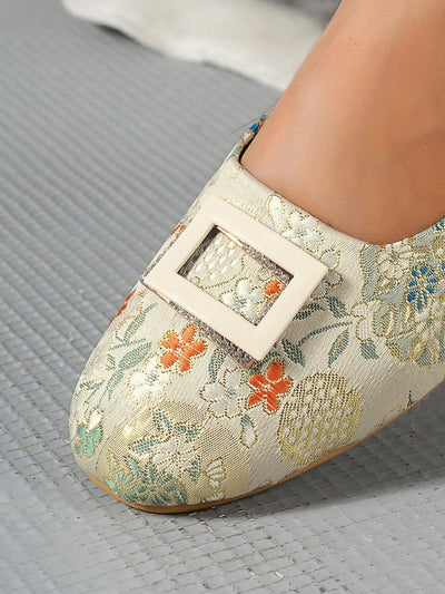 Chic Multi-Color Embroidered Slip-On Flats with Rhinestone Accents - Perfect for Casual Days