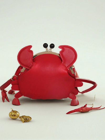 Whimsical Crab Kiss-Lock Crossbody Bag - Fun & Playful Novelty Accessory!