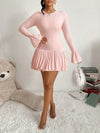 Chic Pink Mini Cocktail Dress for Winter Celebrations - Perfect for Prom and Weddings