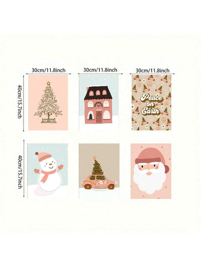 Festive Cheer: 6-Piece Nordic Christmas Canvas Poster Set for Home Décor