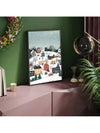 Winter Village Bliss: Set of 2 Unframed Retro Snowy Landscape Posters for Cozy Home Decor