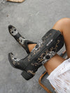 Chic Embroidered Wedge Slip-On Boots - Versatile Solid Color Footwear for Every Occasion