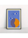 Modern Minimalist Geometric Canvas Art - Blue & Orange Abstract Illusion Poster