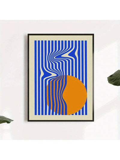 Modern Minimalist Geometric Canvas Art - Blue & Orange Abstract Illusion Poster