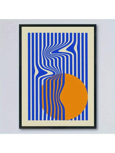 Modern Minimalist Geometric Canvas Art - Blue & Orange Abstract Illusion Poster