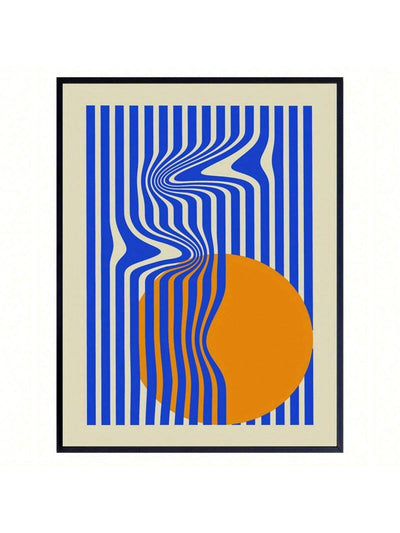 Modern Minimalist Geometric Canvas Art - Blue & Orange Abstract Illusion Poster