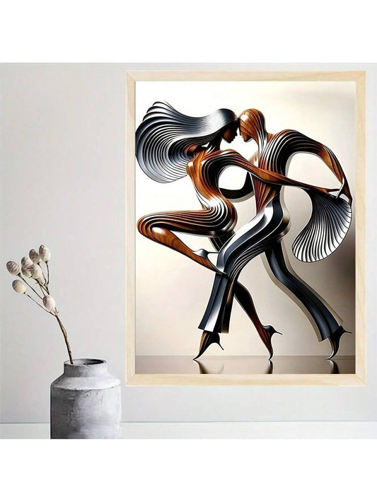 Abstract Tango Dance Canvas Art - Stylish High-Heeled Dancers Poster for Modern Home Decor