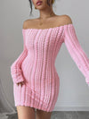 Chic Off-Shoulder Fitted Dress for Effortless Elegance - Perfect for Spring & Autumn