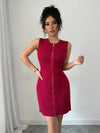 Chic Comfort: Women's Solid Color Front Zipper Sleeveless Sweater Dress