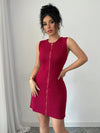 Chic Comfort: Women's Solid Color Front Zipper Sleeveless Sweater Dress