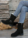 Cozy Chic: Women's Buckle Detail Thick Heel Ankle Boots for Winter Style