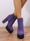 Chic & Cozy: Women's Thick Heeled Round Toe Side Zipper Boots for Autumn-Winter