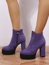 Chic & Cozy: Women's Thick Heeled Round Toe Side Zipper Boots for Autumn-Winter