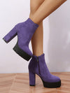 Chic & Cozy: Women's Thick Heeled Round Toe Side Zipper Boots for Autumn-Winter