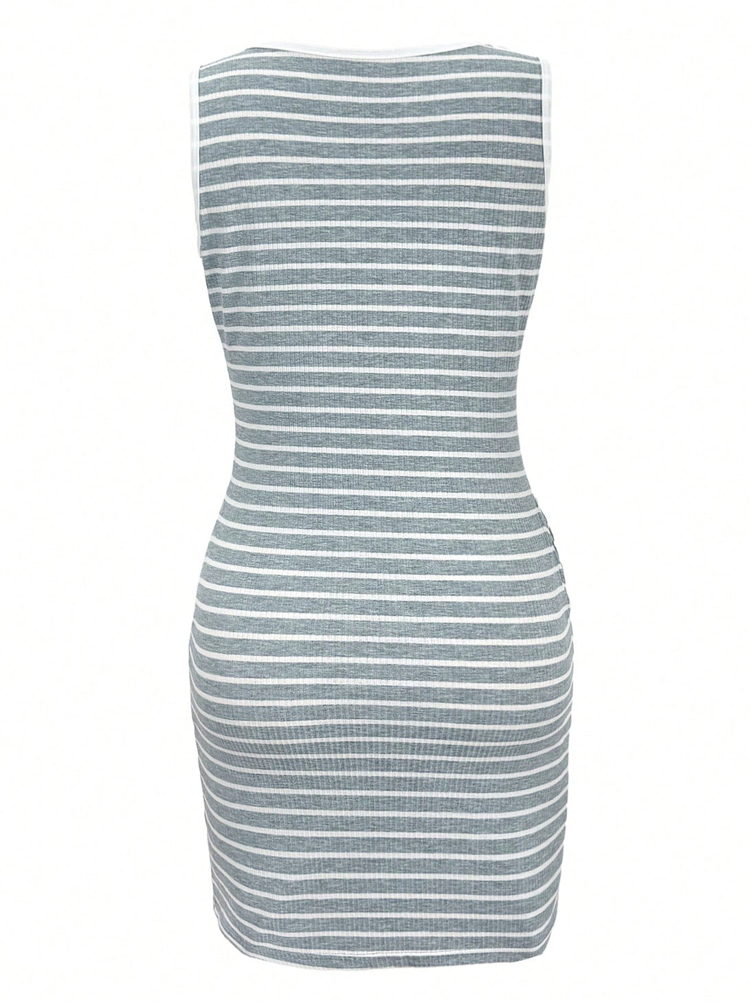 Whether you're embracing a day out or ready to take on the town, our Chic Striped Bodycon Dress has got you covered. Showcasing a trendy striped design and a notched button pocket, this dress adds a unique twist to the classic bodycon style. Stay stylish and comfortable in this casual crew neck dress.