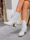 Charming Glitter Ankle Boots with Side Zipper and Thick High Heels