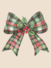 Festive Plaid Bow Print Crew Neck Sweatshirt - Perfect for Christmas Celebrations