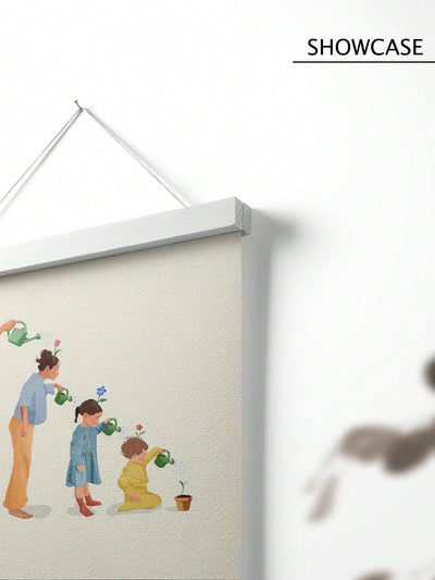 Together We Bloom: Minimalist Cartoon Canvas Wall Art