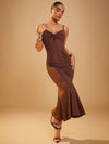 Chic Elegance: Solid Color Twist Knot Ruched Fishtail Hem Camisole Dress