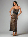 Fierce Elegance: Women's Leopard Print & Lace Slip Dress