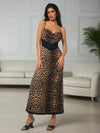 Fierce Elegance: Women's Leopard Print & Lace Slip Dress