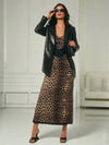 Fierce Elegance: Women's Leopard Print & Lace Slip Dress