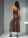 Fierce Elegance: Women's Leopard Print & Lace Slip Dress