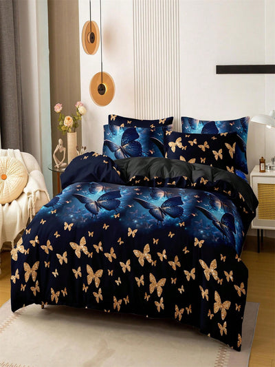 Whimsical Butterfly Print 3-Piece Duvet Cover Set - Soft & Breathable Bedding for All Seasons