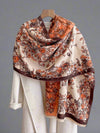 Chic Floral Jacquard Knit Shawl Scarf - Cozy Cashmere Feel for Autumn & Winter