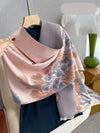 Chic Floral Jacquard Knit Shawl Scarf - Cozy Cashmere Feel for Autumn & Winter