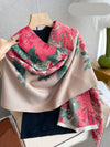 Chic Floral Jacquard Knit Shawl Scarf - Cozy Cashmere Feel for Autumn & Winter