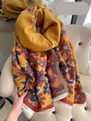 Chic Floral Jacquard Knit Shawl Scarf - Cozy Cashmere Feel for Autumn & Winter