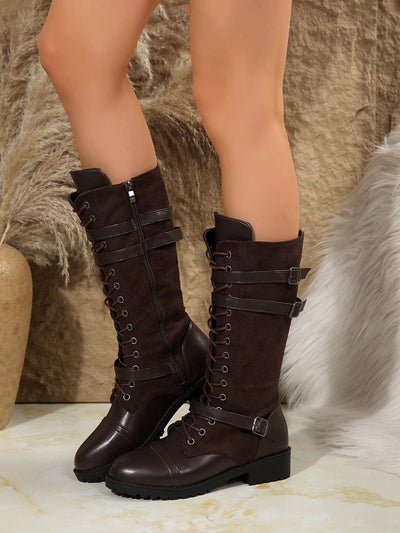 Chic & Comfortable: Women's Round Toe Chunky Heel Ankle Boots with Side Zipper