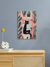 Whimsical Black Cat Wood Art Print – Stylish Abstract Wall Decor for Every Room